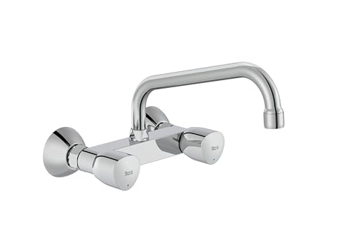 Roca A5A748EC00 Mezclador Bimando Pared Cocina/Lavadero, Coleccion Brava, Cromado