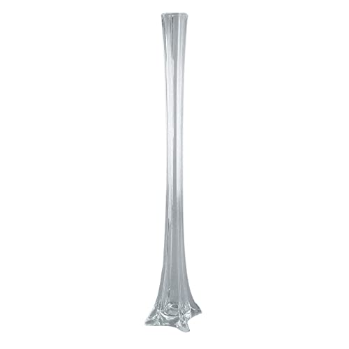 Zucker Eiffel Tower Vase - 24 Inch Vases for Wedding Centerpiece - Tall Glass Vases for Centerpieces Long Skinny Vase Base Glass for Flowers and Decorations Flute Vase - Clear