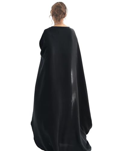 Image of Dubai Bat Sleeve Dress Shiny Robe for Women Muslim 1pc Abaya Eid Prayer Clothes Soft Dubai Travel Party Dress Maxi Abaya