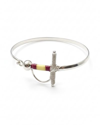 Pulsera Estoque para Hombre en Plata de Ley 925 | Diseño Taurino con Bandera de España Esmaltada | Joyería Masculina Elegante y Exclusiva