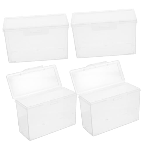 Parliky 4pcs Box Mini Storage Box Photos Carry Case Photo Boxes Storage Photos Holding Case Photo Organizers Stamp Storage Container Photo Keeper Photo Storage Containers Plastic White