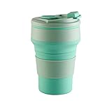 RAYPOW Taza plegable silicona. Vaso de silicona plegable · Fácil de guardar · Taza portátil de 350 ml · Tapa para beber · Vaso de silicona portátil · Perfecto para llevarlo de viaje