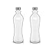 JoyJolt Glass Water Bottles - 2pc Set, 32 oz/1 Liter, Clear Glass with Stainless Steel Lids, Leakproof, Ideal for Juicing or Iced Tea
