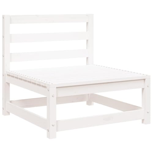 WDGJJFECNMUEHI Garden Modular Sofa Middle Section White Solid Pine Wood - Outdoor Lounge Furniture for Patio, Balcony Terrace Durable 110kg Capacity - Flexible Arrangement with Other Modules