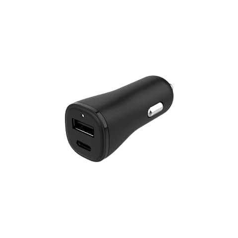 Fresh Connect | In Car Charger with 2 Ports | USB A Port & USB C Port | 2.4A | Black | 1m Micro USB cable included | Other USB A & C cables can be used Cover