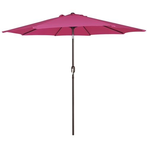Image of Blissun 9' Outdoor Patio Umbrella, Outdoor Table Umbrella, Yard Umbrella, Market Umbrella with 8 Sturdy Ribs, Push Button Tilt and Crank