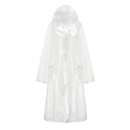 Aramox Chubasquero Transparente, Impermeable de Tela de Poliéster con Revestimiento de PU, Poncho de Lluvia con Capucha, Ligero y Plegable, Funda Reutilizable de Manga Larga para Estudiantes,
