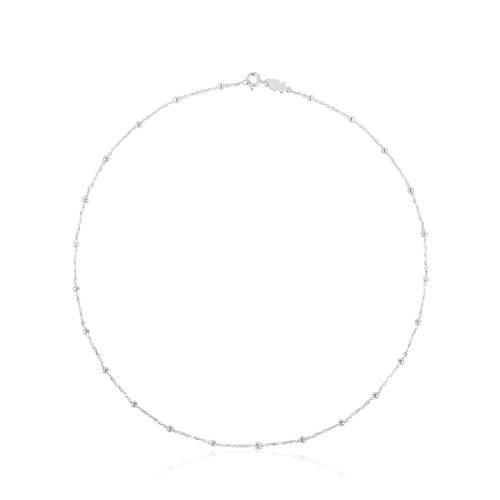 TOUS Gargantilla de Plata de Primera Ley para Mujer con Bolas Intercaladas,Versátil e atemporal, Colección CHAIN