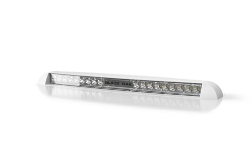 Black Oak Low Pro™ Marine LED Light Bar for Boat Waterproof IP69K, 12,000 Lumen Spot Beam, Flush Mount, Dimmable, 7-Angle Mount, 18 Ultra-Bright LEDs (White, Spot Optics)
