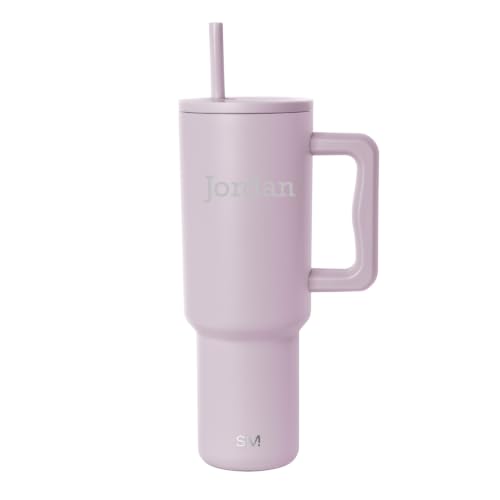 Image of Simple Modern Personalized Tumbler with Handle and Straw | 40oz | Lavender | Trek Tumbler, Travel Mug | Insulated Water Bottle, Cupholder Friendly, Stainless Steel Cup | Custom, Lavender Mist