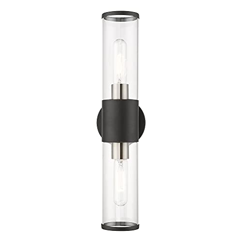 Image of Livex Lighting 17282-04 Banca 2-Light Wall Sconce, Black /Brushed Nickel | Brushed Nickel Accent