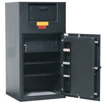 Image of the AMSEC BWB3020FL Drop Safe, showing its robust construction and charcoal gray finish.