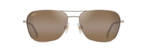 MAUI JIM Naauao Gafas, Shiny Light Gold w/Red & Brown, 58 16 145 Unisex Adulto