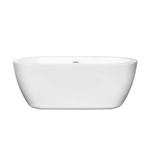 Soho 60 Inch Freestanding Bathtub In White With Shiny White Drain And Overflow Trim #TOP1