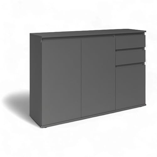 Brest - Cassettiera in antracite con ampio spazio di archiviazione 119 x 84 x 35 cm larghezza x altezza x profondità