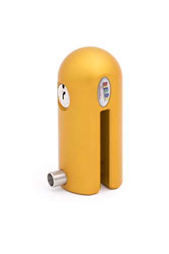 Rielda SH3 - Candado de disco reprogramable de alta seguridad para moto y scooter, 100% fabricado en Italia, barra de cierre de 10 mm de acero templado (naranja/dorado)