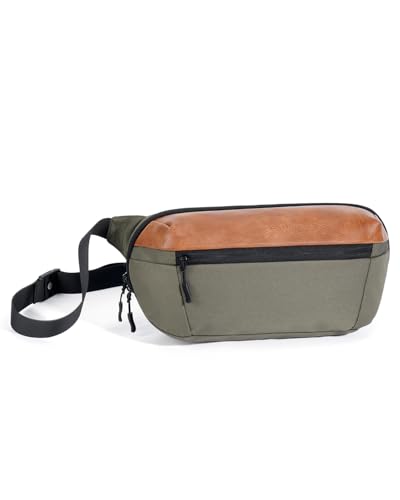 ECOHUB Sling Bag Herren 4 6L Brusttasche Gespleißtes Kunstleder 8 Fächer mit RFID-Schutz und Fach für Switch 2 Anti Diebstahl Crossbody Umhängetasche Schultertasche für Alltag und Reise Grün