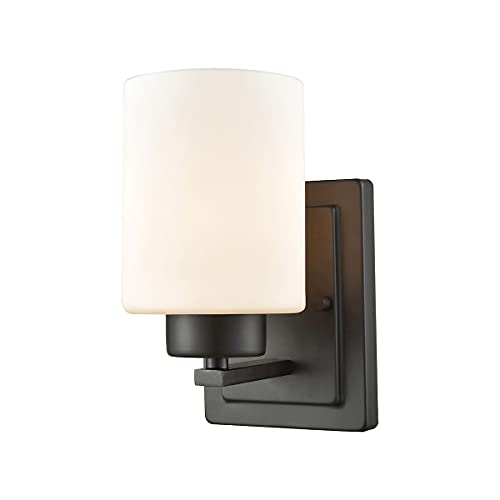 Thomas Lighting Summit Place 1-Light for The Bath in Oil Rubbed Bronze with Opal White Glass, 6"D x 5"W x 9"H, (CN579171)