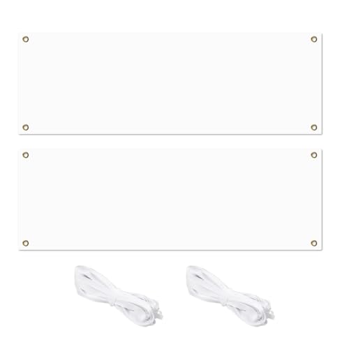 2 Set Banderole Vierge, Grandes Bannières Vierges 180x60cm, Banderole Blanche Personnalisée pour DIY, Affichage des Activités de Bureau, Banderole avec...