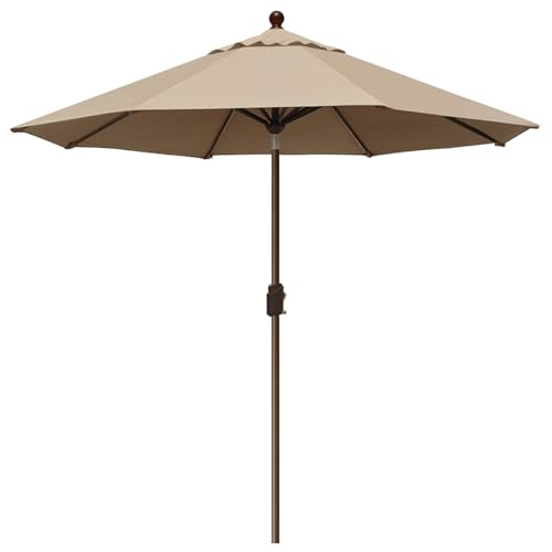 EliteShade USA 10-Year-Non-Fading 9Ft Market Umbrella Patio Umbrella Outdoor Table Umbrella with Ventilation, Heather Beige