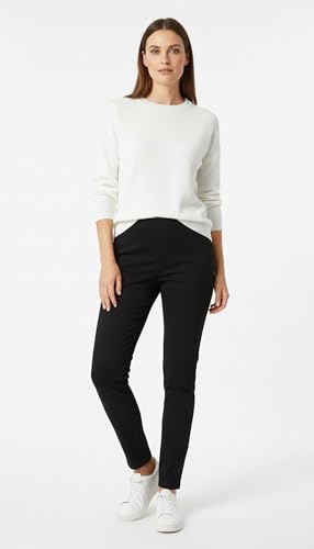 Kendindza Slim Fit Chino Damen Hose Stretch mit flexiblem Rückenteil Stoffhose Damen elegant lang Stretchhose weiches Material Schwarz L