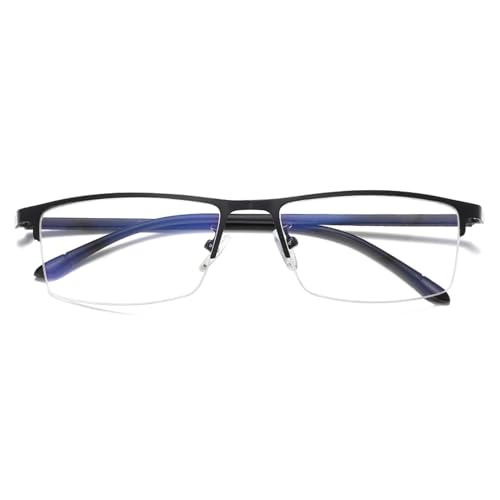 Image of Anti Blue Light Glasses Metal Frames Rectangle Semi-Rimless Computer Gaming Eye-glasses Clear Lens