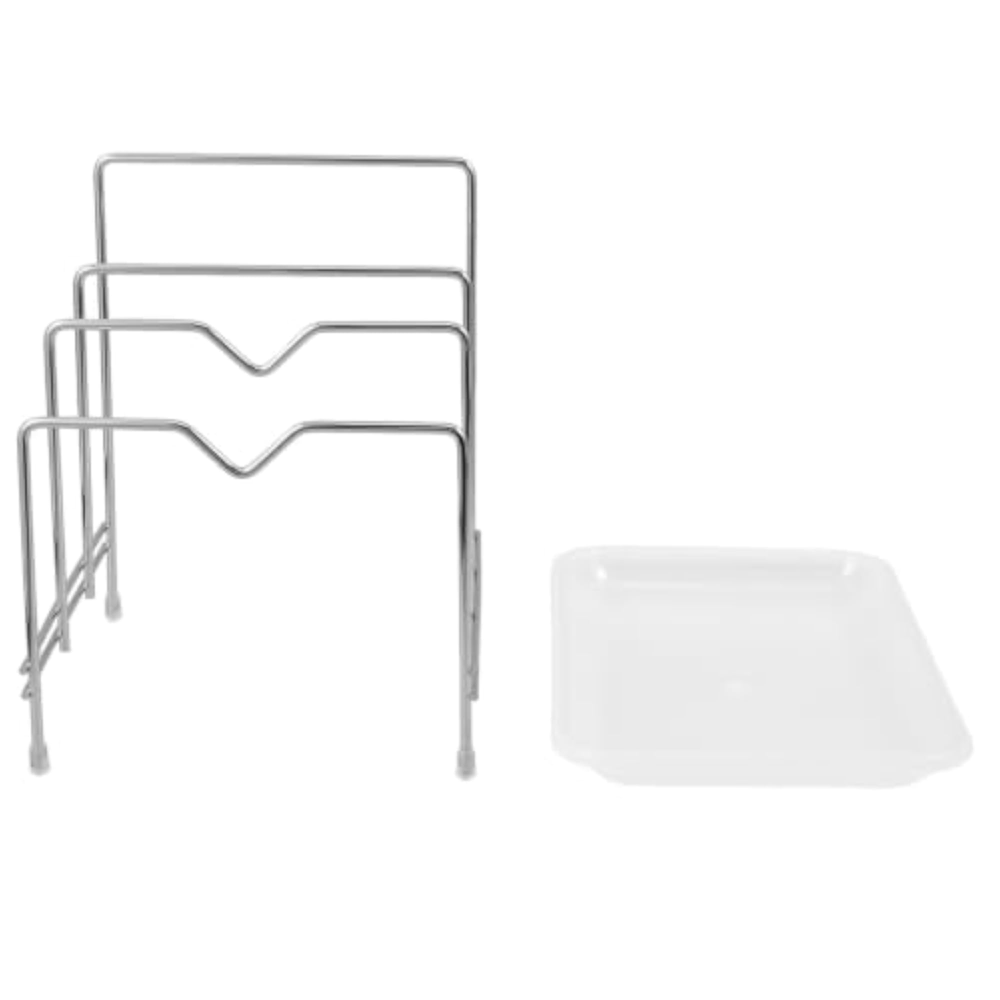 Cutting Board Holder with Tray, Three-compartment Lid Organizer