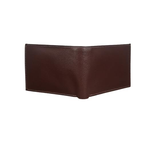Image of Premium Brown Artificial Leather Men's Wallet & Keyring Gift Box Set.Classic Brown Artificial Leather Bi-Fold Wallet & Keychain Gift Set Coin Pouch with Hidden Pockets, Credit Card Slots