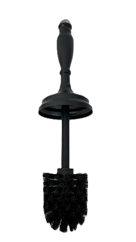 Image of Splash Home Buena Stainless Steel Toilet Brush with Holder, Bowl Scrubber with Durable Cleaning Bristles, Hidden Brush with Splash Protective Disc Design - Matte Black