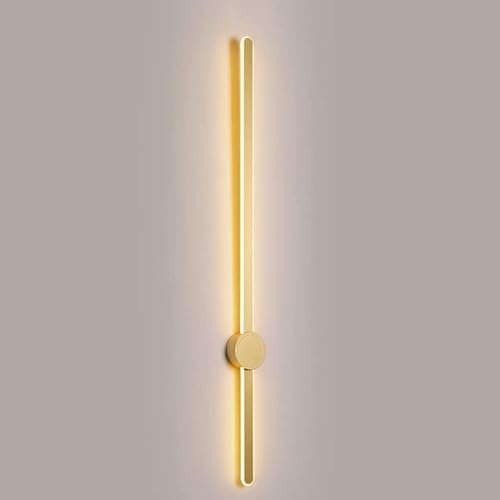 Aplique de Pared LED Moderno de 38 W, Tres Colores, Regulable, para Techo, Tubo Largo, de Aluminio, para mesita de Noche (Dorado)