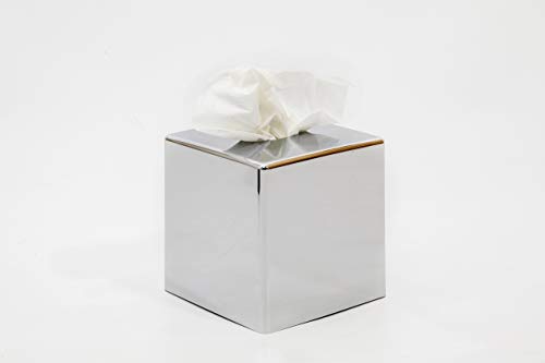 G.V.R. Caja y dispensador porta pañuelos fabricado en Italia fabricado en ABS reciclable y disponible en varios colores 132 mm x 132 mm x 132 mm ideal para baño salón hotel y hogar. (cubo cromado)