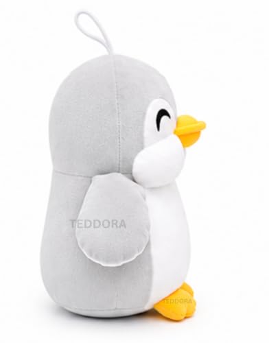 Image of Happy Penguin Soft Toy for Girls Boys Kids, Grey, Animal Plush Stuffed Baby Teddy Gift Birthday, 28 cm