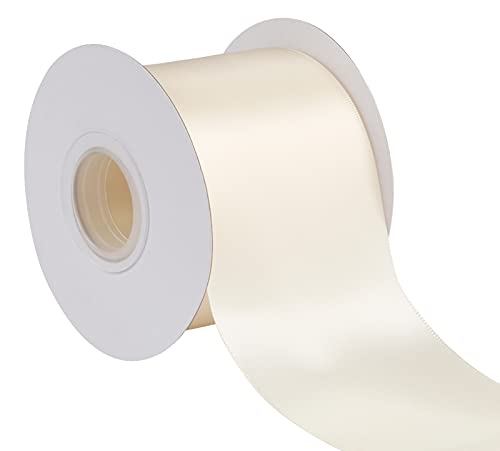 Joycrosso 75mm Double Faced Satin Ribbon 22 Meters-Roll Set for Chair Sash Gift Wrapping Party Favor Home Decoration Craft Supplies, Ivory