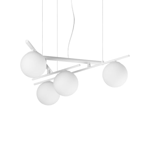 Image of Ideal Lux Modern Chandelier 4 Lights G9 White Metal Glass