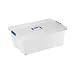 TIENDA EURASIA® Caja de Almacenamiento Multiuso de Plastico Transparente con Tapa, Caja Contenedor con Cierre a Presion, Ruedas y Asa, Almacenaje Apilable en Garaje, Armario, Dormitorio, Capacidad 45l