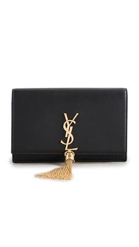 WHAT GOES AROUND COMES AROUND Women's Pre-Loved YSL Black Calfskin Kate Tassel Chain Wallet, Black, One Size