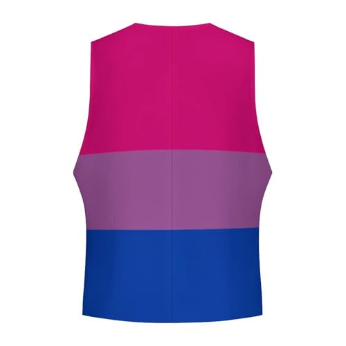 Bisexual Flag Suit Vest for Men Slim Fit Tuxedo Waistcoat Button Down V Neck Business Dress Coat 7