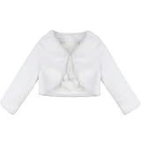 ACSUSS Kids Infant Baby Girls Faux Fur Wedding Flower Dress Shrug Bolero Formal Pageant Dress Scarves Wrap Over Coat Ivory 12-18 Months