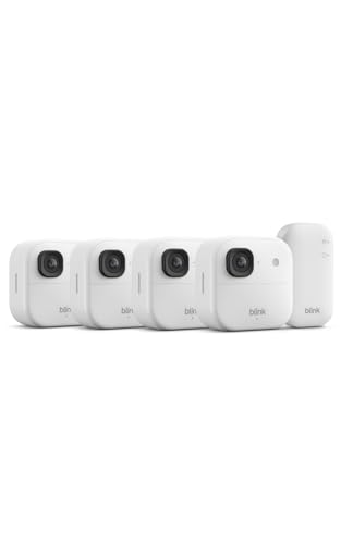 Blink Outdoor Camera 2K+ (newest gen) — Wireless smart security camera, 2K video resolution, enhanced audio, up to two-year battery. Sync Module Core included — 4 camera system, White