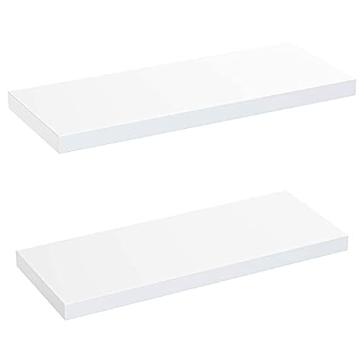 STOREMIC Estanteria Pared Blanca, Baldas Pared 2 Niveles, Estante Pared de Madera 60cm de MDF, Ideal para Dormitorio, Sala de Estar, Estudio, la Sala de Estar, la Oficina en el Hogar, etc