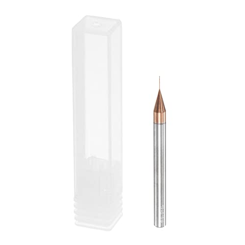 Image of uxcell Square Nose End Mill, 0.3mm Solid Carbide AlTiSin Coated Long Reach CNC Router Bits 2 Flutes Milling Cutter with Extended Neck, 4mm Cutting Length 4mm Shank