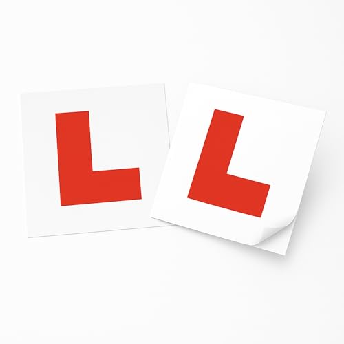 Tek Automotive Self Adhesive L Plates Pair – 17.5cm Durable Vinyl Learner Plates – Weatherproof, Long Lasting, Easy Peel Design for Cars with Non-Magnetic Surfaces, Vans, Motorbikes & Motorcycles