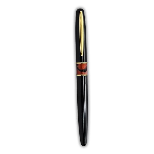 Image of Venti Gold Trim Roller Ball Pen| Black Body Color | Ink Color - Black| Novel Gifts For Professionals | Premium Pens For Personal & Professional Use | Return Gift | (5062-Brown, RollerBall Pen)
