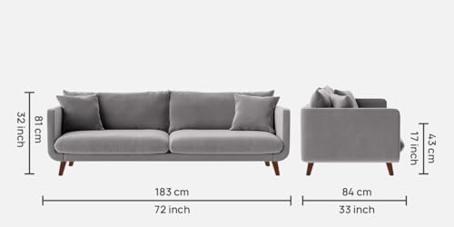 Image of Rejol Velvet 3-Seater Sofa Luxurious Comfort for Living Rooms and Offices (Grey, 3 Seater)