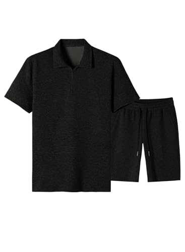 JMIERR Men's Old Money Polo Shirt and Shorts Set 2 Piece Outfits Mens...