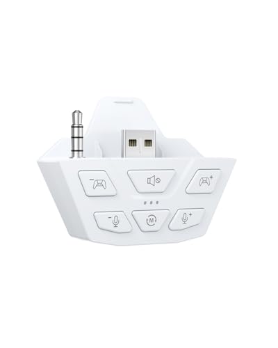 CHARM FOCUS Stereo Headset Adapter, Audio Mic Headphone Adapter for Xbox One, Xbox Series X|S and Elite Controller, Adjust Audio Balance (Game Sound & Voice Chat), Not Bluetooth Compatible,White