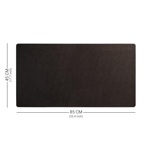 Image of DailyObjects Reversible Desk Matte Sand Premium Vegan Leather Desk Mat|Anti-Skid|Anti-Slip|85 * 45cm|Spread Turf Desk /Laptop Mat for Work from Home /Gaming- Extended Mouse pad and Keyboard Desk-Brown