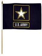 One dozen Army (Star) Polyester Stick Flags.