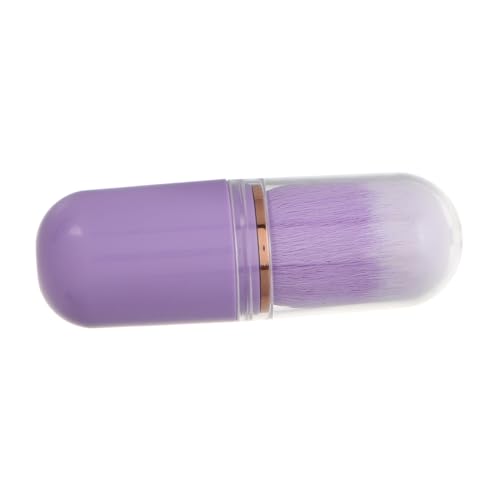 Alipis Brocha Maquillaje Retráctil Mini para Polvo y Colorete con Cerdas Suaves Portátil para Viaje Cepillo Compacto para Rubor y Base con Funda Protectora Púrpura