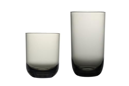 KLIFA- WASCO- 13 & 18.6 ounce, Set of 8, Acrylic Tumbler and Highball Set, Plastic Drinking Glasses, BPA-Free, Plastic Drinkware, Dishwasher Safe Cups, Gray-Black